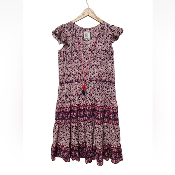 Bell By Alicia Bell Lisa Midi Boho Paisley Dress Sz Small Cotton/Silk - Picture 3 of 9